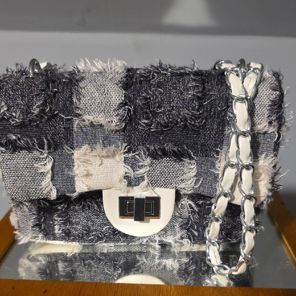 Chic Denim Patchwork Crossbody Bag - image 1